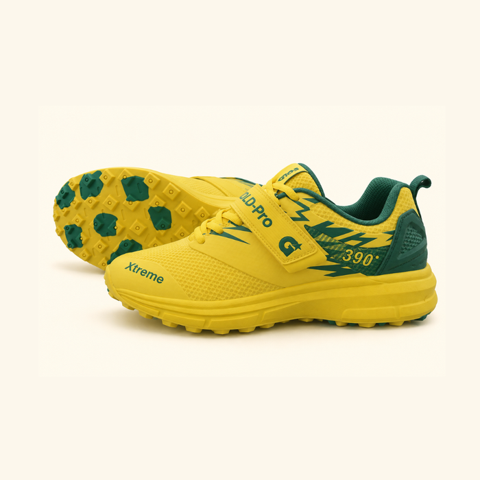 GOLD Pro Xtreme 390 Cricket Gripper Shoes | Yellow & Green