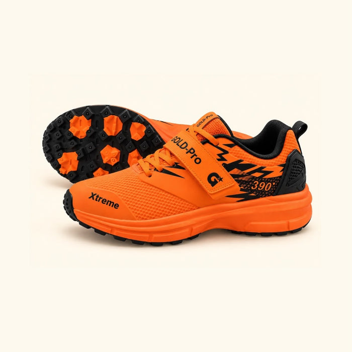 GOLD Pro Xtreme 390 Cricket Gripper Shoes | Orange & Black