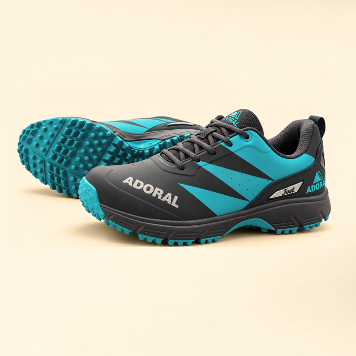 Adoral Jeet Aqua Blue Black Cricket Gripper Shoes