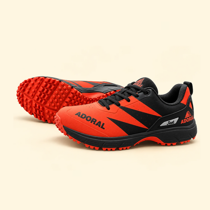 Adoral Jeet Cricket Gripper shoes | Orange & Black