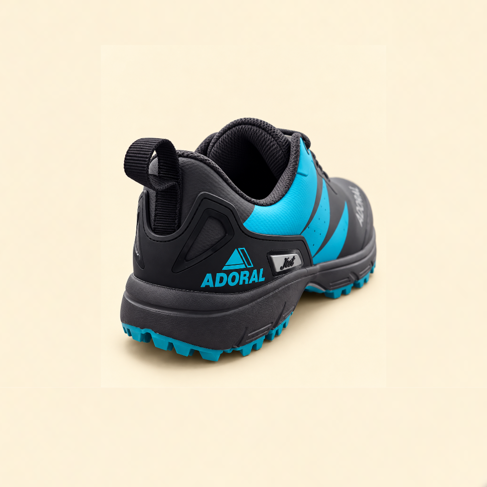 Adoral Jeet Aqua Blue Black Cricket Shoes Gripper Sole