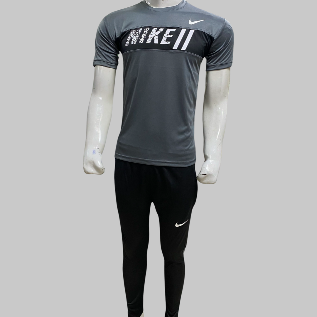 Nike half sleeve suit 2 pcs ( Gay/ Black )