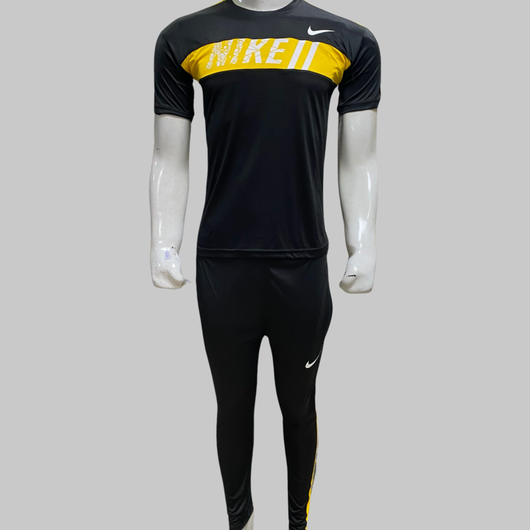 Nike half sleeve suit 2 pcs ( Black /Yellow )